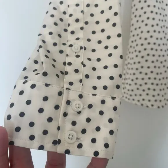 Express Portofino Georgette Polka Dot  Button-Down Long Sleeve Shirt sz M - Picture 2 of 15